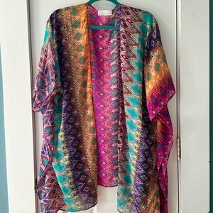 La Blanca Multicolor Geometric Kimono